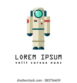 Vector flat illustration of cosmonaut. Space suit. Scientific space explorer