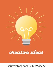 Vector flat illustration. Creative idea with a picture of a light bulb.