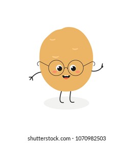 Vector flat illustration of cute cartoon potato isolated on white background 