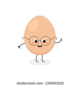 Vector flat illustration of cute cartoon egghead isolated on white background 