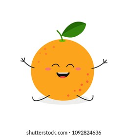 Vector flat illustration of cute happy cartoon grapefruit isolated on white background 