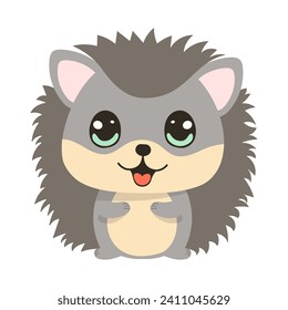 Vector flat illustration with cute hedgehog