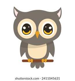 Vector flat illustration with cute owl