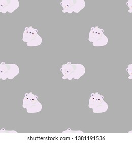 Vector flat illustration with cute polar bear.  Seamless pattern. 