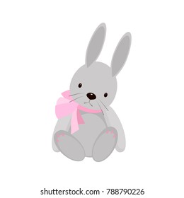 Vector flat illustration with cute rabbit.