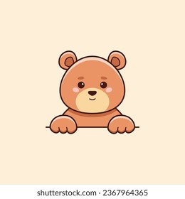Vector flat illustration of cute smiling brown bear in cartoon style