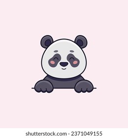 Vector flat illustration of cute smiling panda in cartoon style