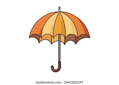 Vector flat illustration of cute umbrella in rain with gentle drizzle, pastel cartoon design for nursery prints, kids education visuals, and rainy day decor
