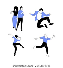 vector flat illustration of dancing people