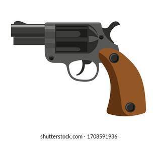 Vektorillustration Flach Illustration von detaillierter Pistole in Seitenansicht. Polizei, Militär und Handfeuerwaffen. Design-Element für Armee- und Sicherheitsausrüstung, zivile persönliche Verteidigung, Munition im Spiel und App