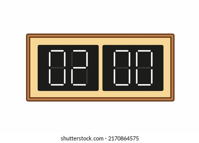 Vector flat illustration of a digital clock displaying 02.00 . Illustration of alarm with digital number design. Clock line icon for hour, watch, alarm signs