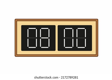 Vector flat illustration of a digital clock displaying 08.00 . Illustration of alarm with digital number design. Clock icon for hour, watch, alarm signs