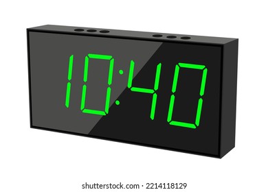 Vector flat illustration of a digital clock displaying 10.40 . Illustration of alarm with digital number design. Clock icon for hour, watch, alarm signs