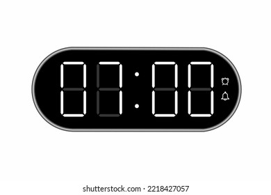 Ilustración plana vectorial de un reloj digital con 07.00 . Ilustración de alarma con diseño de números digitales. Icono de reloj por hora, mira, señales de alarma.