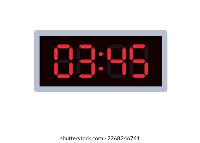 Vektorflache Illustration einer digitalen Uhr mit 03.45 . Illustration von Alarm mit digitaler Nummer Design. Uhrsymbol für Stunde, Uhr, Alarmzeichen.