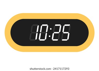 Vector flat illustration of a digital clock displaying 10.25 . Illustration of alarm with digital number design. Clock icon for hour, watch, alarm signs.