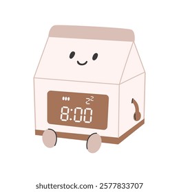 Vector flat illustration of a digital clock displaying. Illustration of alarm with digital number design. Cute illustration in a childish style