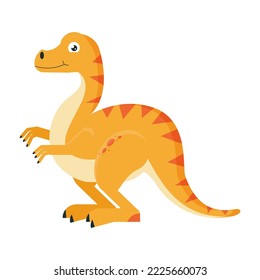 Vector flat illustration. Dinosaur cartoon. Cute illustration for kids. Design element.