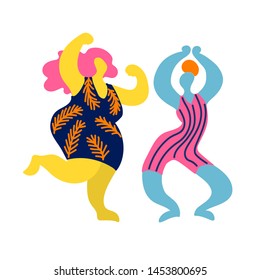 Vector flat illustration with doodledancing men. Bright color trendy design for print, textile, postcard, advertising, music festivals