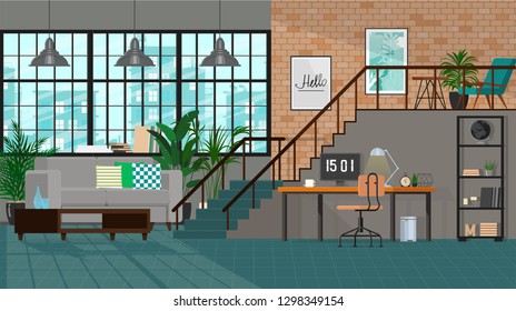 Vector flat illustration drawn by shapes.