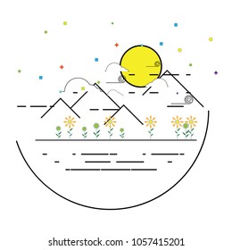 Vector flat illustration - Eco style lines. Abstract forest. Wild nature