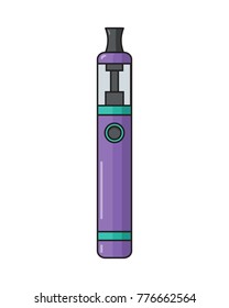 Vector flat illustration of electric tool for vaping. Vapor, electric cigarette, vaporizer e-cig icon.