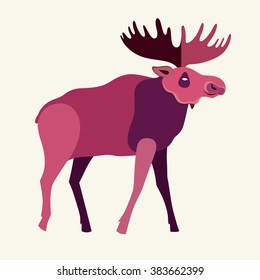Vector flat illustration with elk
