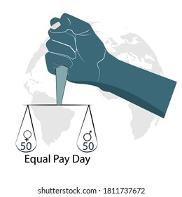 Vector flat illustration for Equal Pay Day. Dedicated to raising awareness of the gender pay gap.