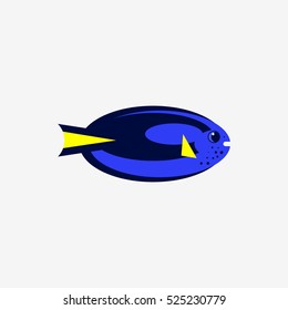 Vector flat illustration exotic sea tropical fish on white background.