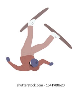 vector flat illustration with falling skier