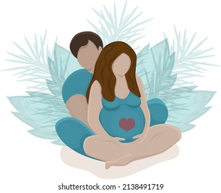 vector flat illustration family coupe in love in child waiting