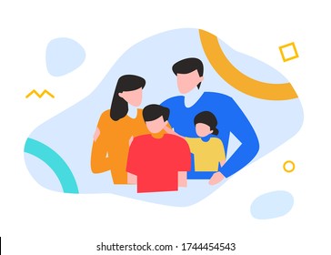 Vector flat illustration family oriented people work from home