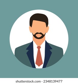 Vector flat illustration. Fashionable profile of a man. Avatar, user profile, person icon, silhouette, profile picture. Suitable for social media profiles, icons, screensavers and as a template. 