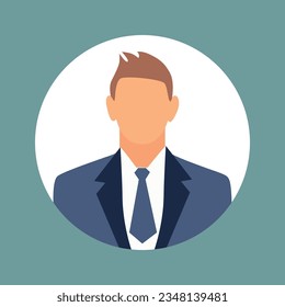 Vector flat illustration. Fashionable profile of a man. Avatar, user profile, person icon, silhouette, profile picture. Suitable for social media profiles, icons, screensavers and as a template. 