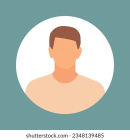 Vector flat illustration. Fashionable profile of a man. Avatar, user profile, person icon, silhouette, profile picture. Suitable for social media profiles, icons, screensavers and as a template. 