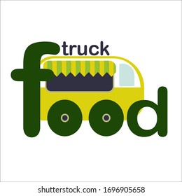 vector flat illustration fast food on wheels, delivery, coffee shop, tasty, fast, healthy, machine.