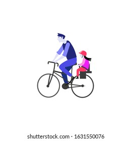 Vector flat illustration of father and daughter. family activities 