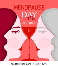 Vector flat illustration of the female menopause. Devoted to the international menopause day. Can be used for post cards, flyers, posters etc.