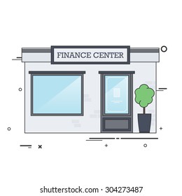 Vector Flat Illustration of Finance Center Building Facade.