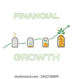 Vector flat illustration financial growth isolated on white background
