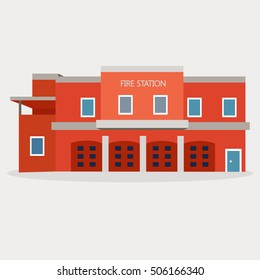 Vector flat illustration of fire station building