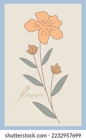 Vector flat illustration. A flower market inspired gallery wall poster. Floral illustrations. Composition for wall art, posters, greetings and invitations.