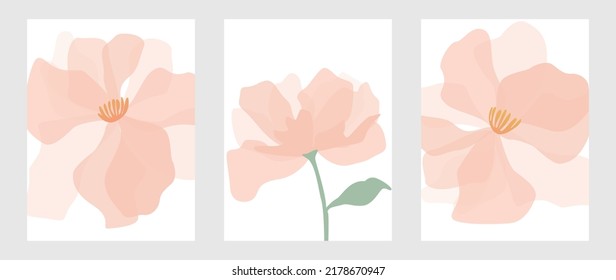 Vector flat illustration of flowers. Ideal for wall paintings and wallpapers. Can also be used as a cover for books and notebooks. Flower set.