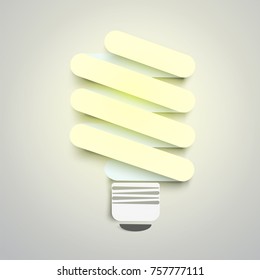 Vector flat illustration. Fluorescent lamp is lit