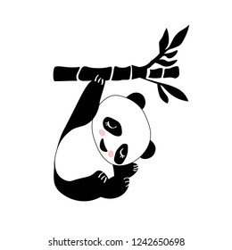 Vector flat illustration with funny panda