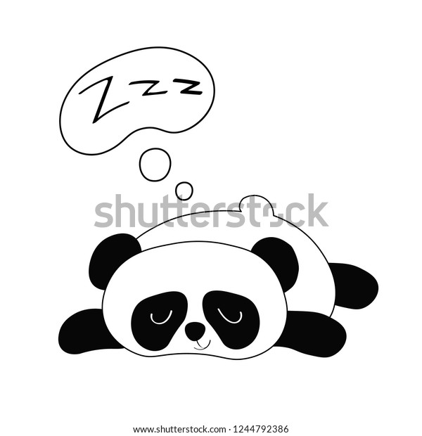 おかしな眠いパンダのあるベクターフラットイラスト のベクター画像素材 ロイヤリティフリー