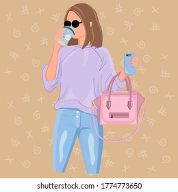 
vector flat illustration of a girl.