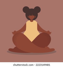 Ilustración plana vectorial. La chica está haciendo yoga.	
