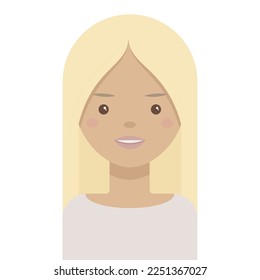 Vector flat illustration with girl portrait