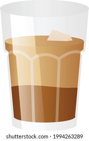 Vector flat illustration glass of coffe ice isolated on white background